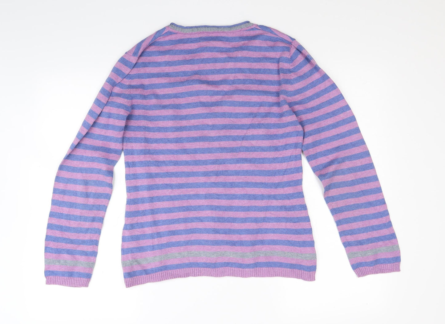 Seasalt Womens Purple Striped Knit Pullover Jumper Size 14