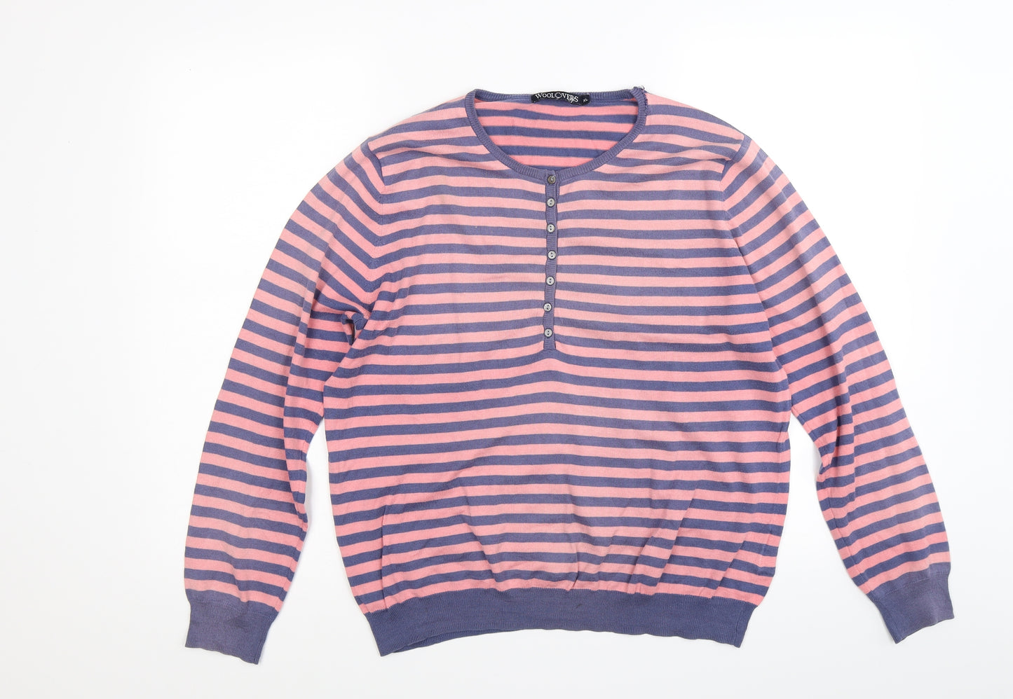 Woolovers Womens Pink Striped Knit Pullover Jumper Size XL