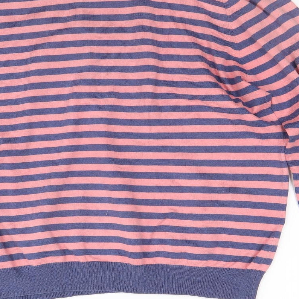 Woolovers Womens Pink Striped Knit Pullover Jumper Size XL