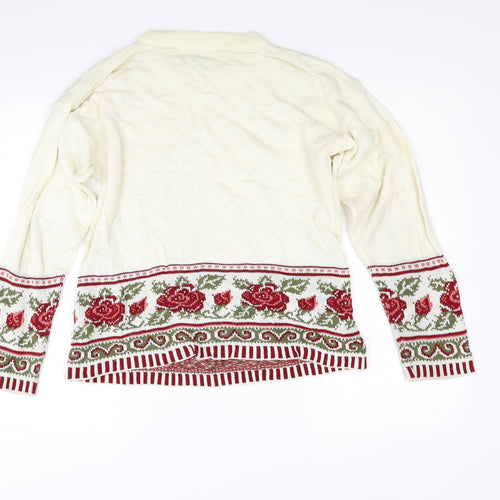 Tammy girl Girls White Floral Knit Tunic Jumper Size 13-14 Years