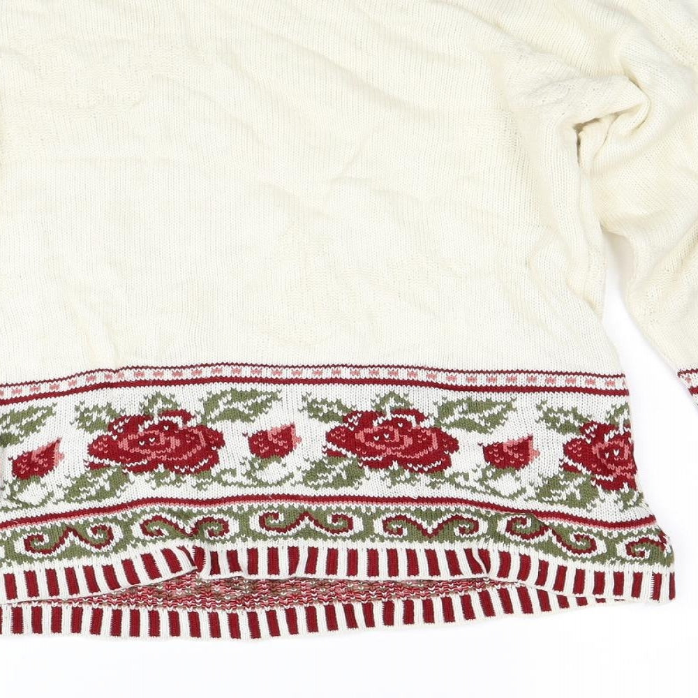 Tammy girl Girls White Floral Knit Tunic Jumper Size 13-14 Years