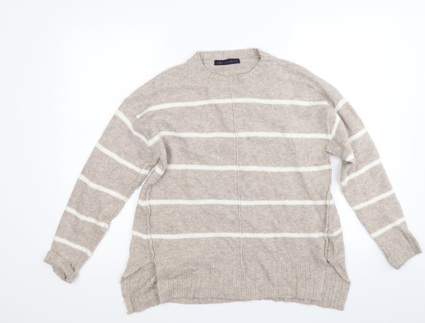 Marks and Spencer Womens Beige Striped  Pullover Jumper Size M