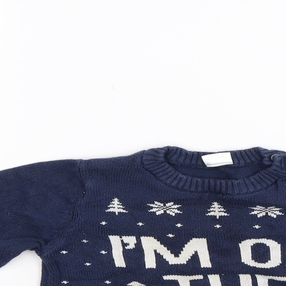 F&F Boys Blue  Knit Pullover Jumper Size 12-18 Months  - Christmas Jumper