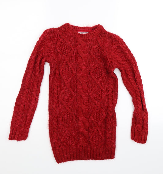 Front view of Marks & Spencer girls’ red jumper dress