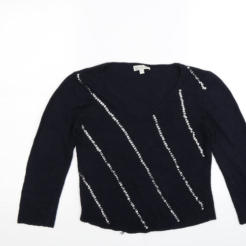Alterna Womens Blue  Knit Pullover Jumper Size XS