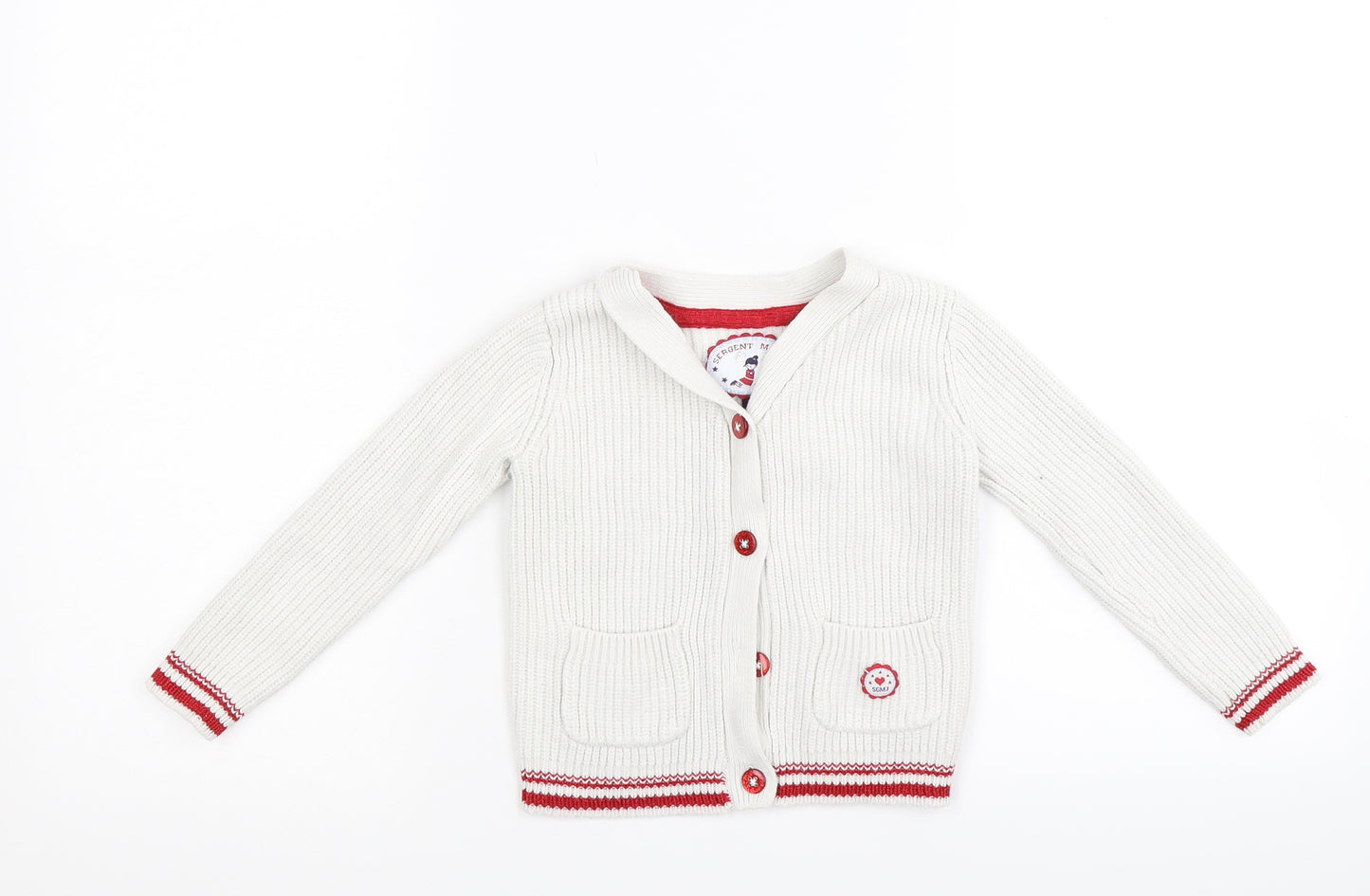 SGMJ Boys White   Cardigan Jumper Size 5 Years