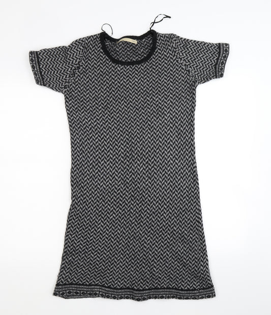 Front view of Sfera women’s grey rayon jumper dress, size S