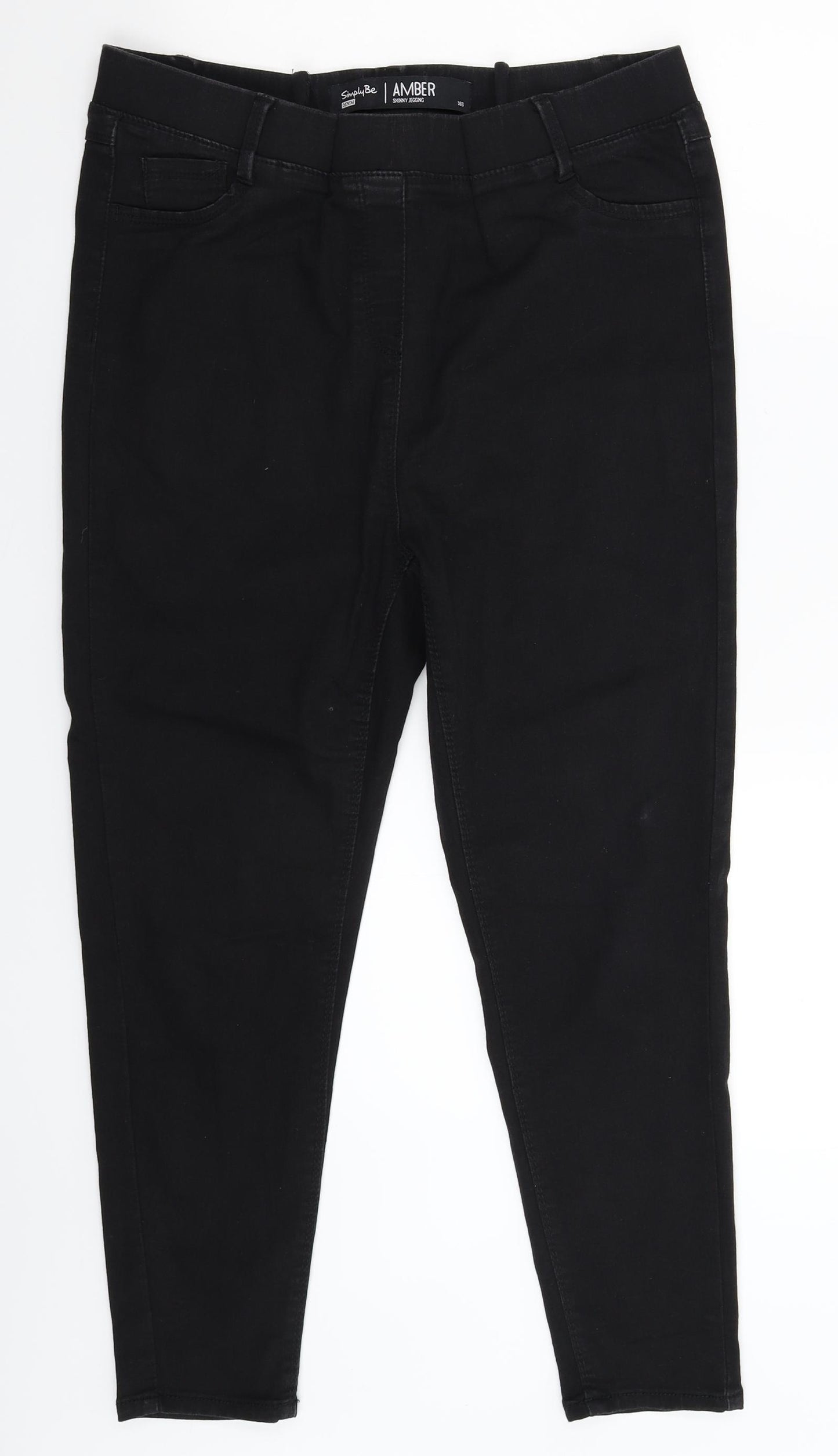 Simply Be Womens Black  Denim Jegging Jeans Size 16 L24 in