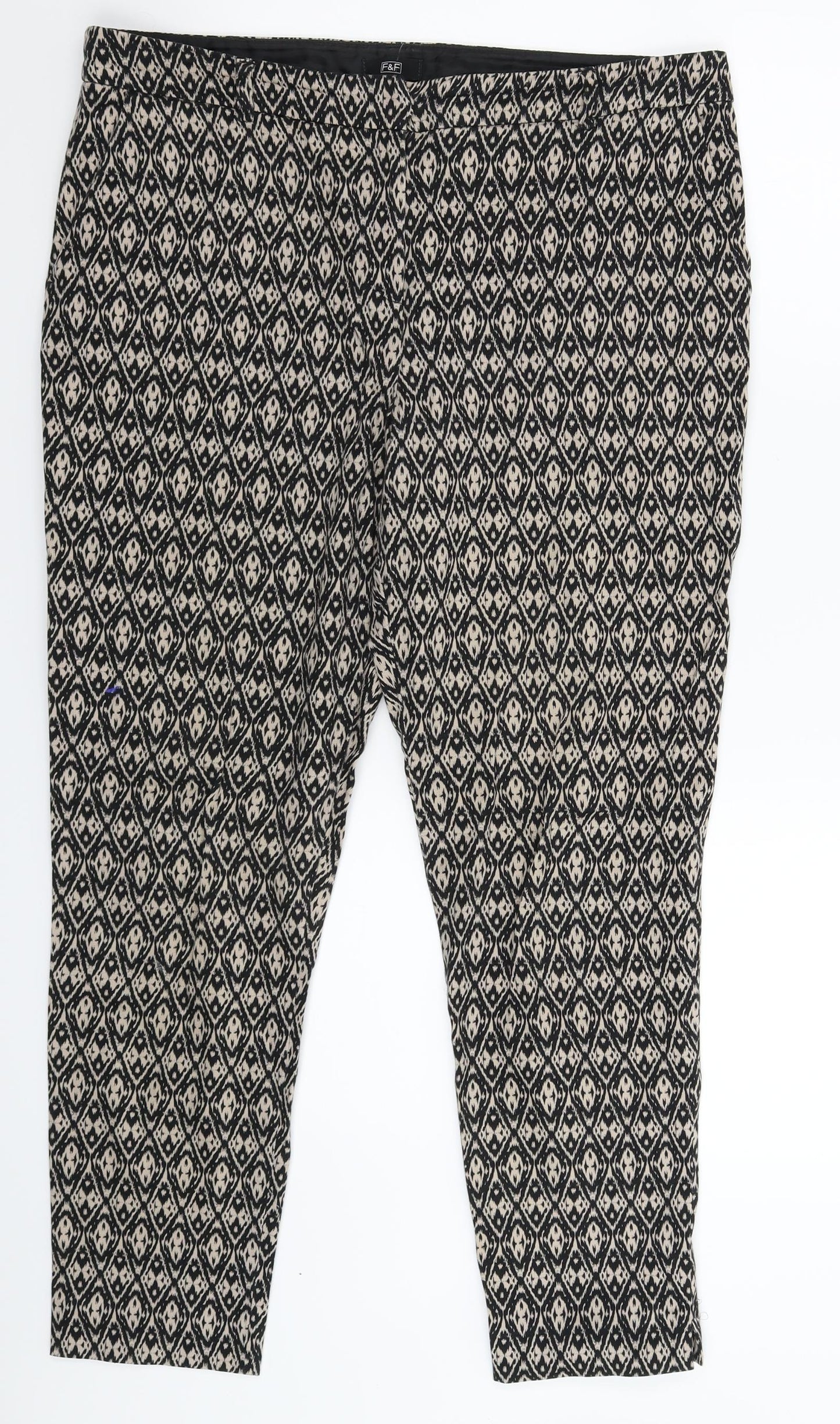 F&F Womens Beige Geometric  Trousers  Size 12 L26 in