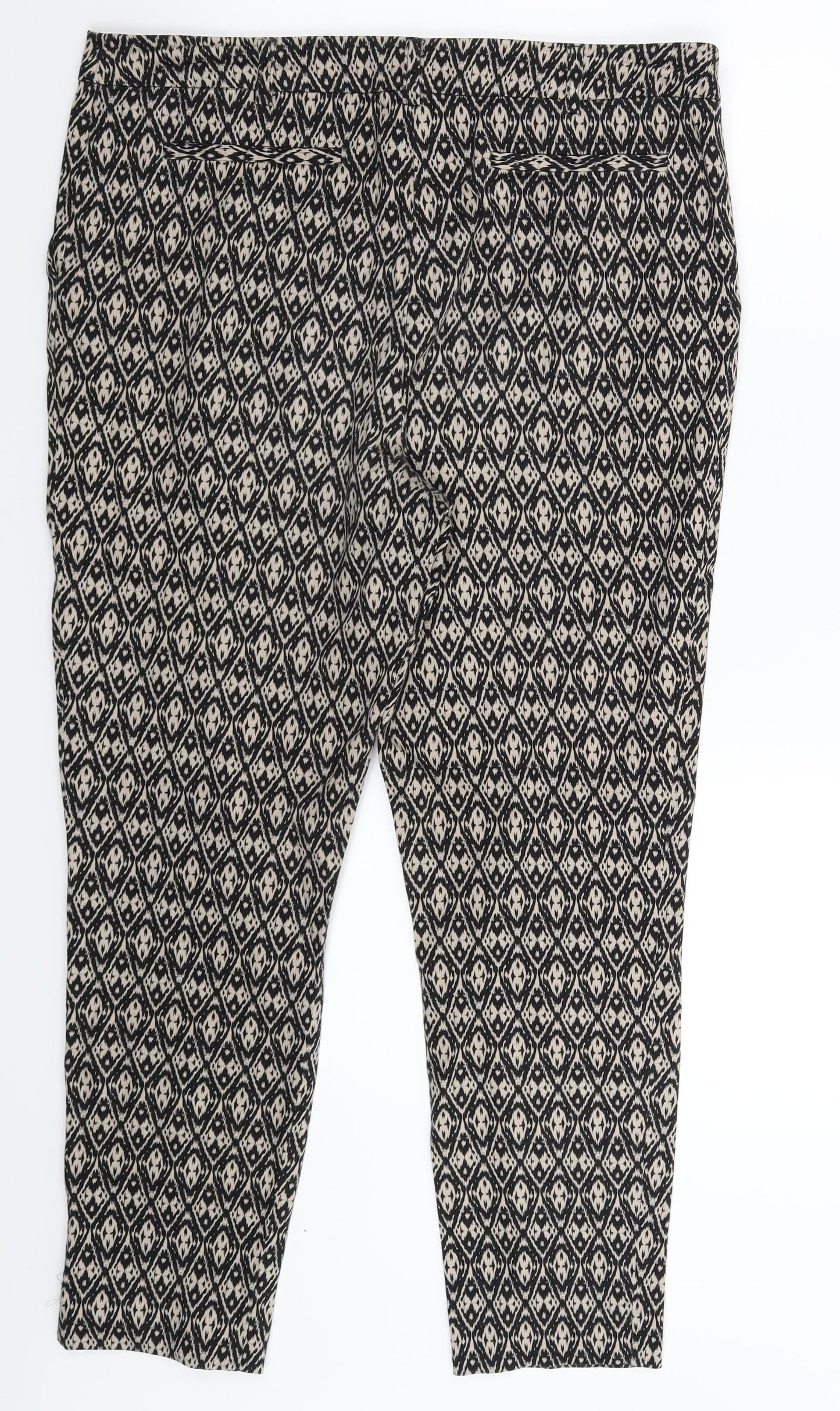 F&F Womens Beige Geometric  Trousers  Size 12 L26 in