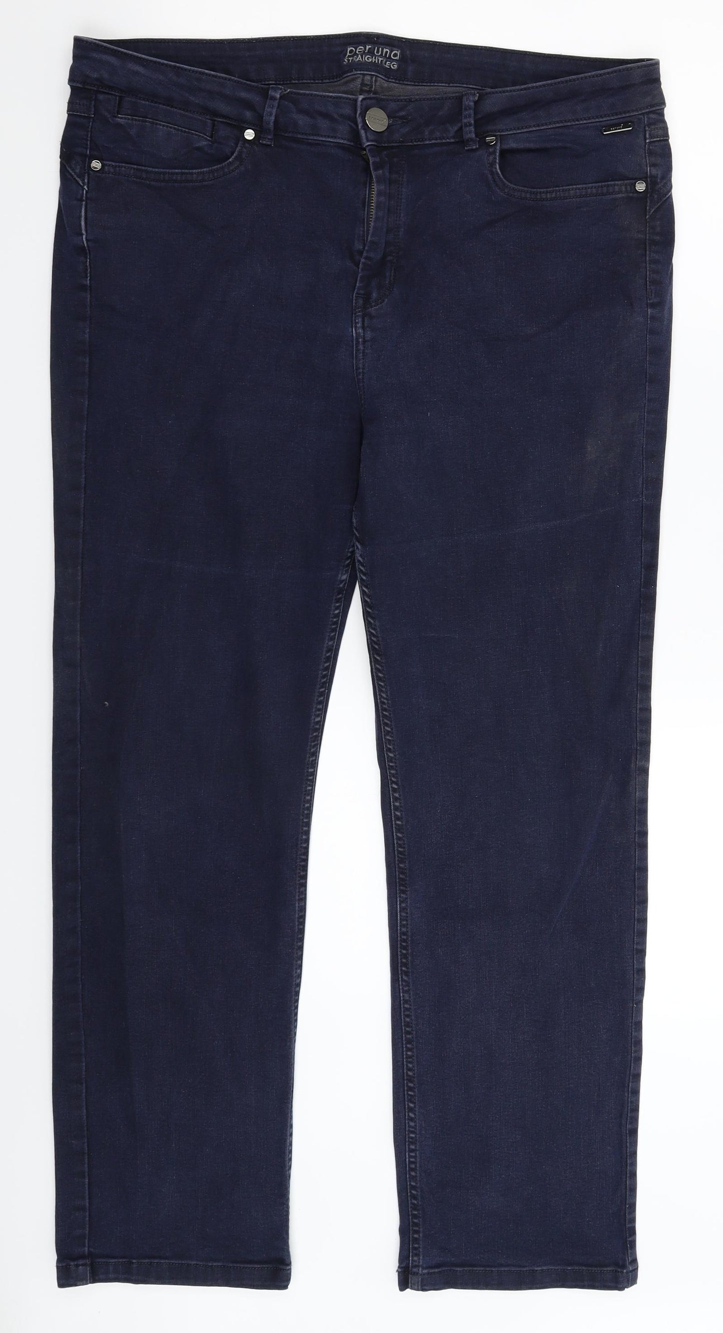Per Una Womens Blue  Denim Straight Jeans Size 18 L29 in