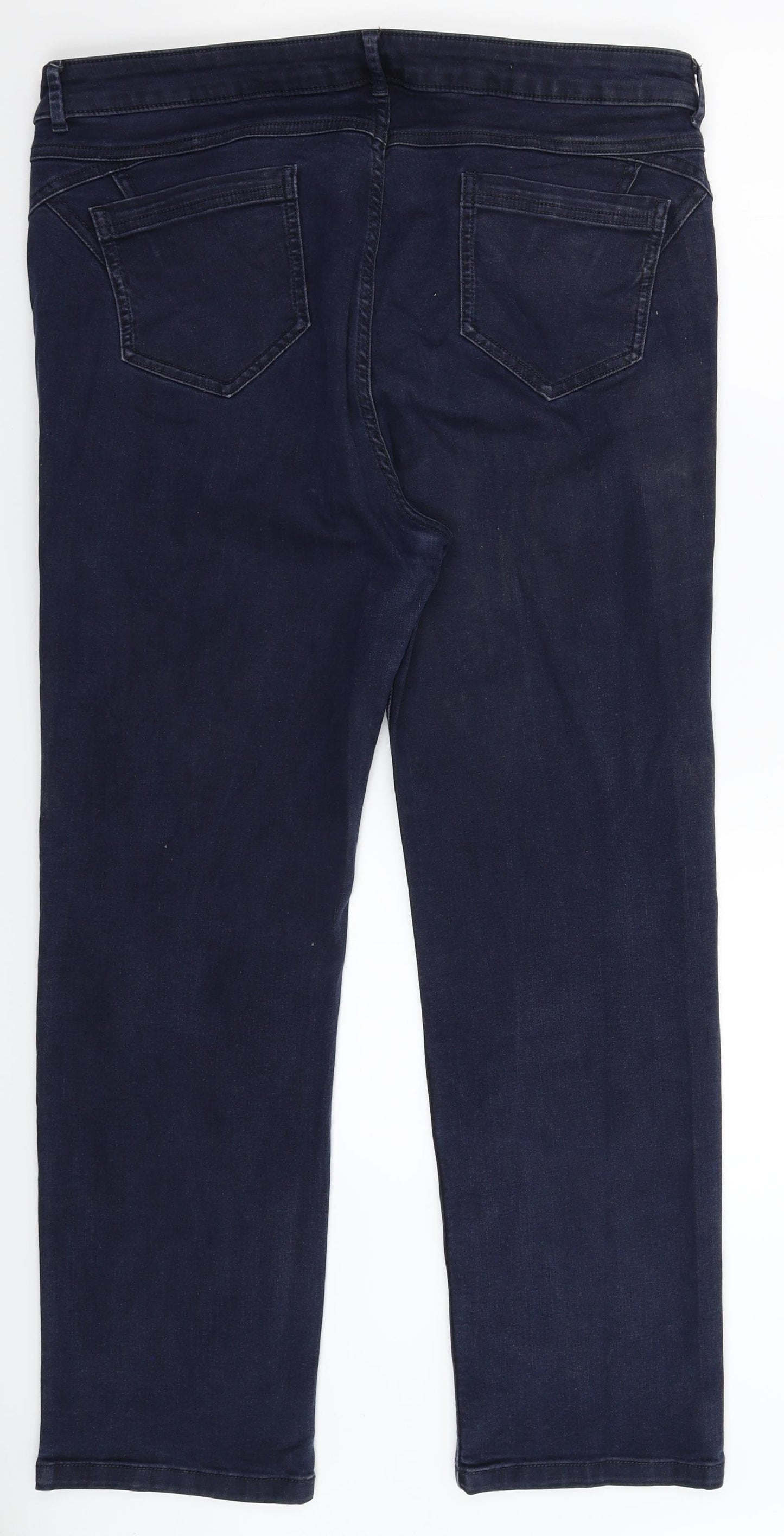 Per Una Womens Blue  Denim Straight Jeans Size 18 L29 in