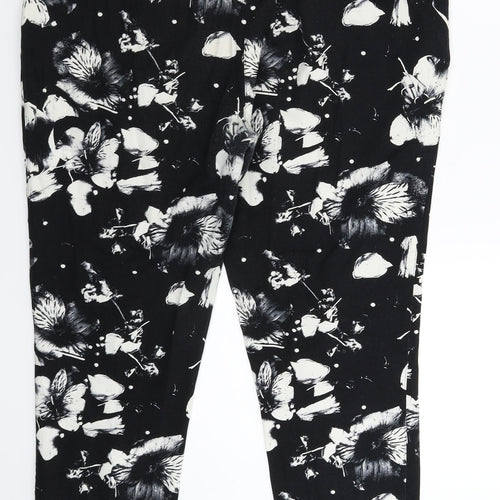 Atmosphere Womens Black Floral  Chino Trousers Size 16 L26 in