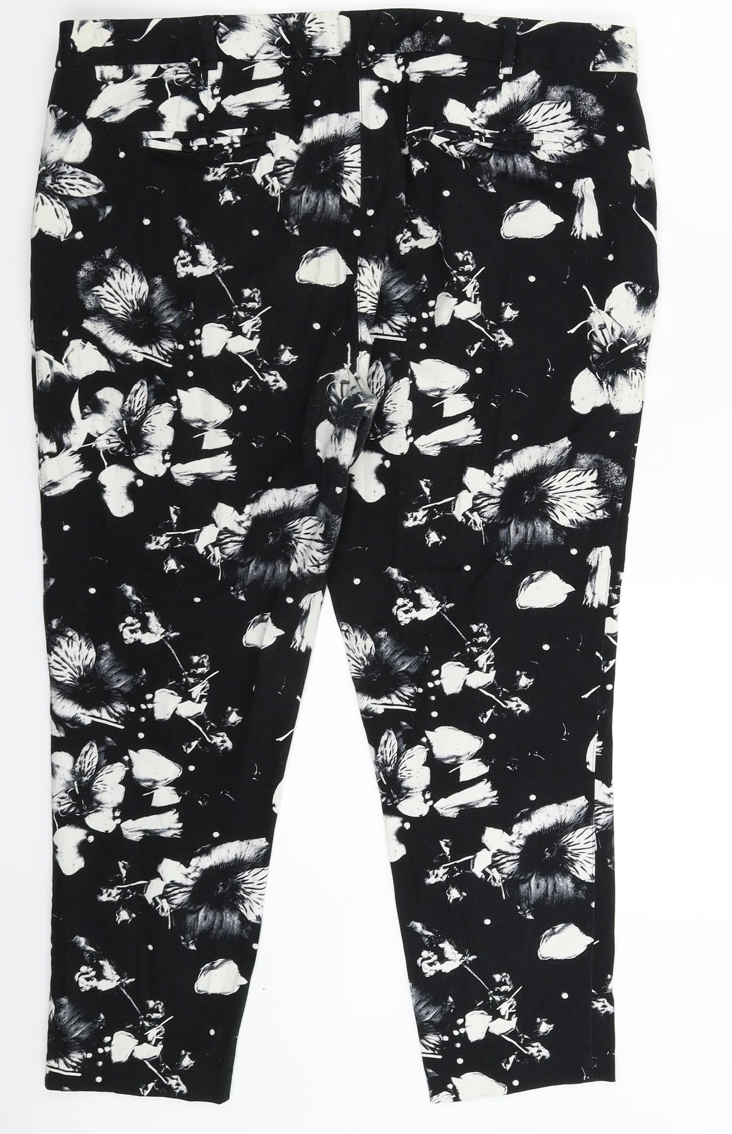 Atmosphere Womens Black Floral  Chino Trousers Size 16 L26 in