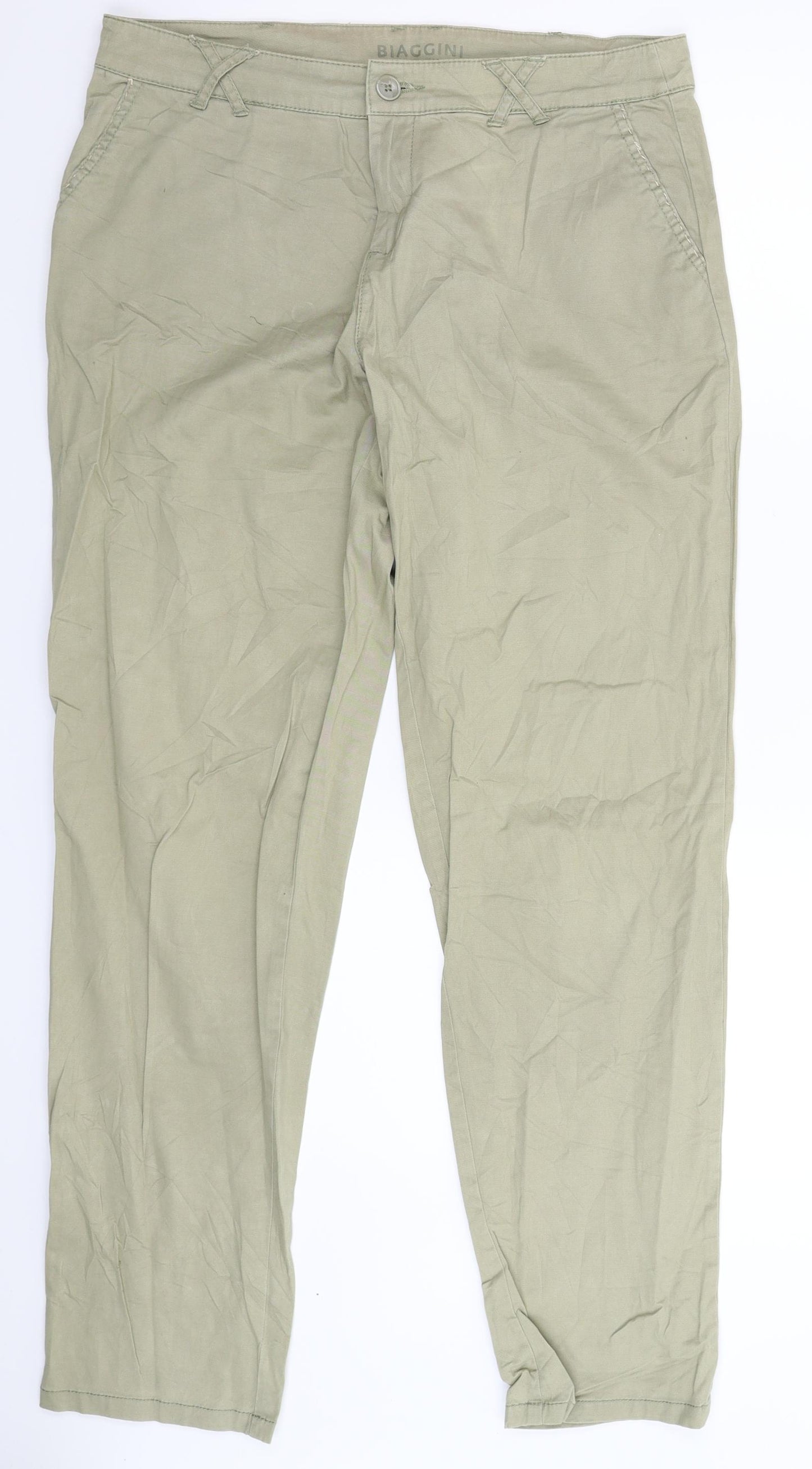 Biaggini Womens Green  Denim Straight Jeans Size 12 L31 in
