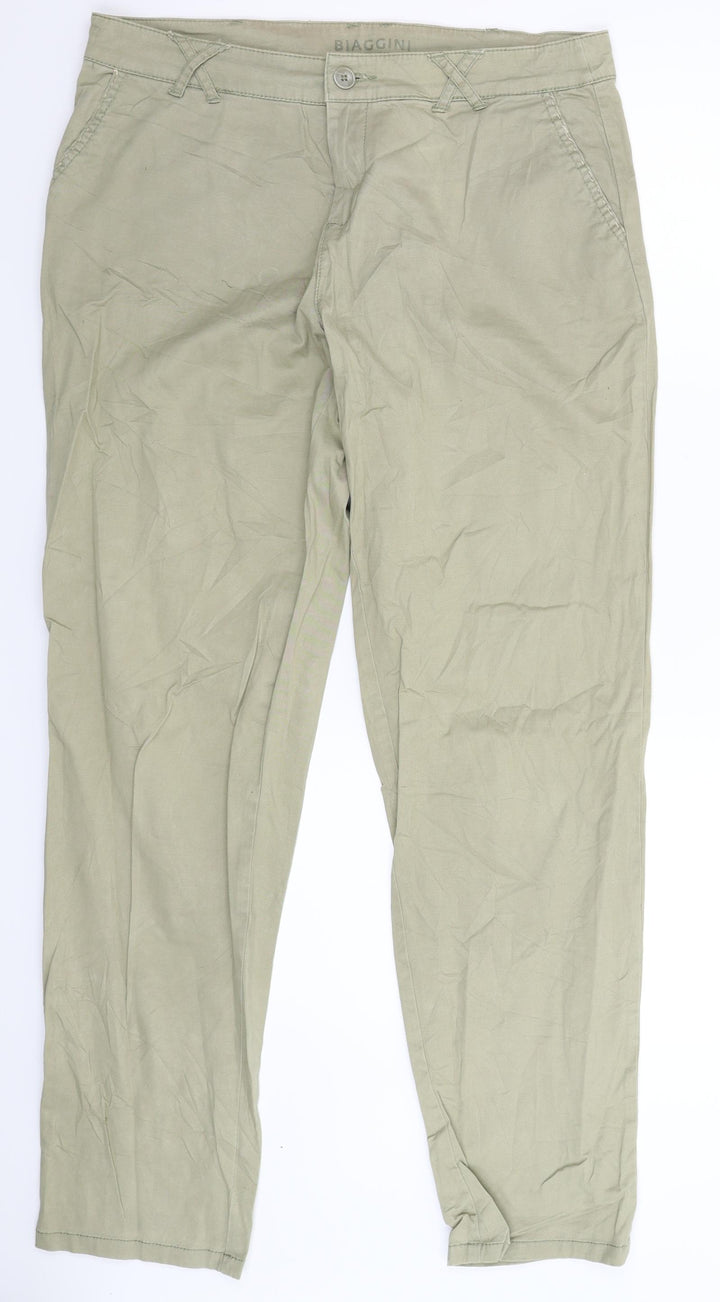 Biaggini Womens Green  Denim Straight Jeans Size 12 L31 in