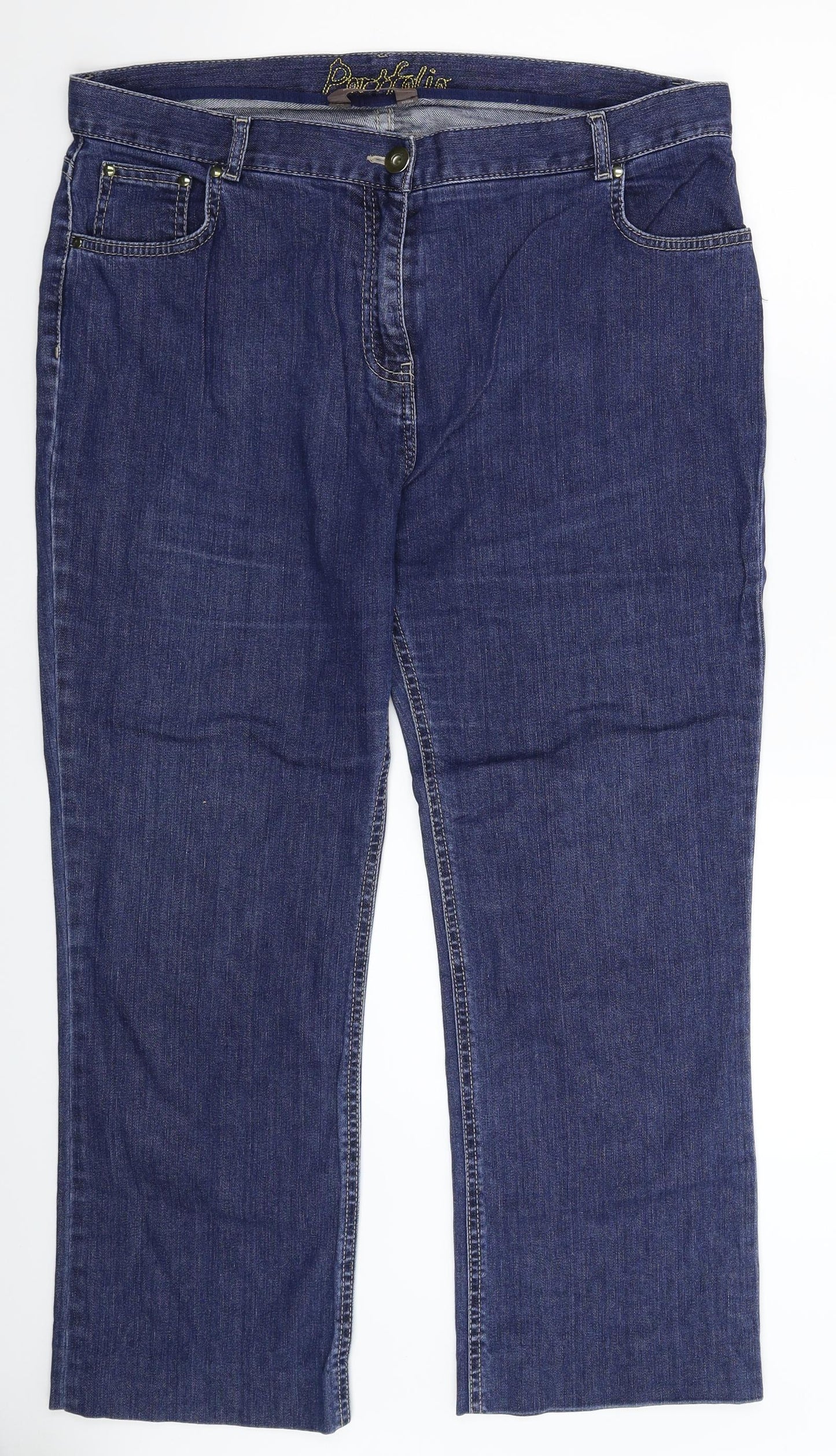 Marks and Spencer Womens Blue  Denim Straight Jeans Size 16 L26 in