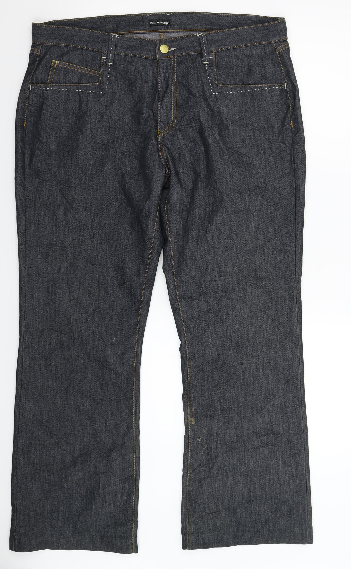 Marks and Spencer Womens Black  Denim Flared Jeans Size 18 L30 in