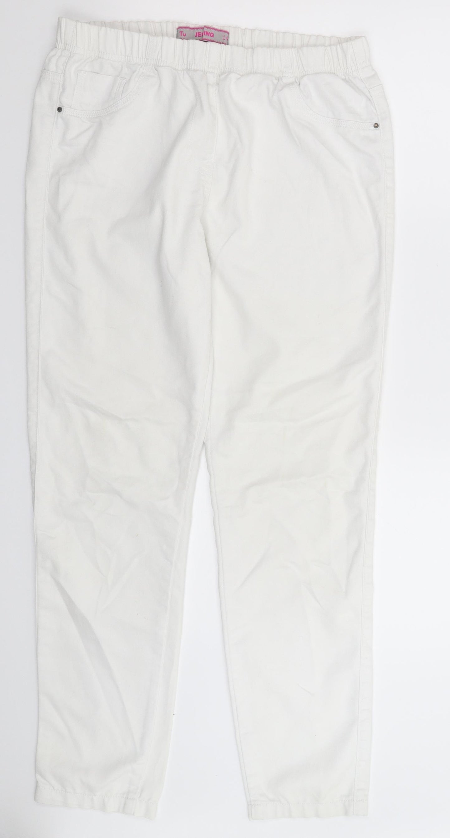 TU Womens White  Denim Jegging Jeans Size 14 L30 in