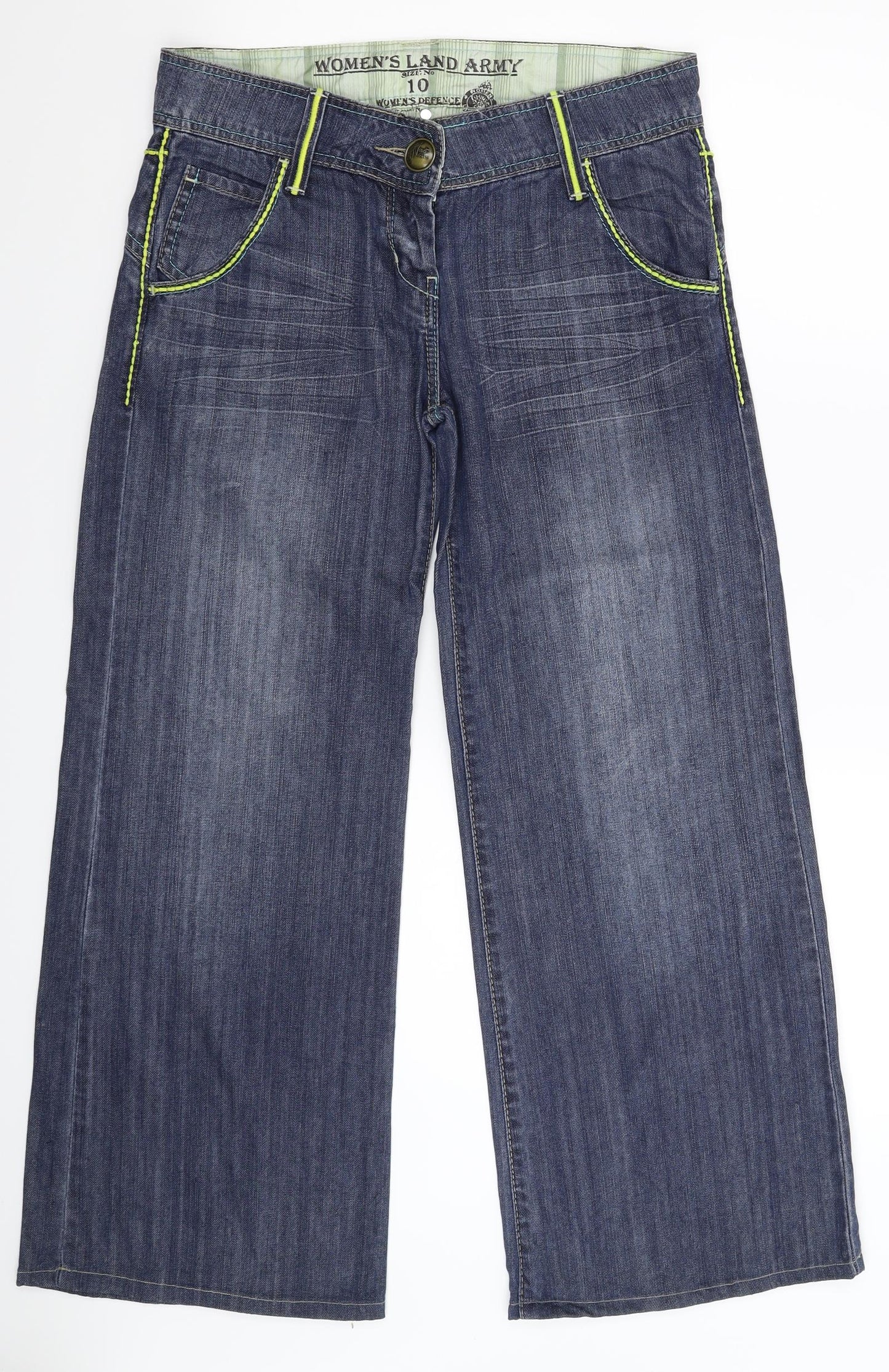 NEXT Womens Blue  Denim Wide-Leg Jeans Size 10 L27 in