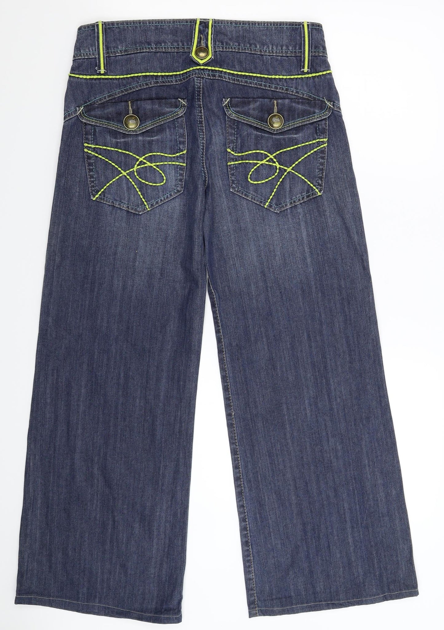 NEXT Womens Blue  Denim Wide-Leg Jeans Size 10 L27 in