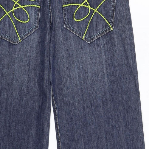 NEXT Womens Blue  Denim Wide-Leg Jeans Size 10 L27 in