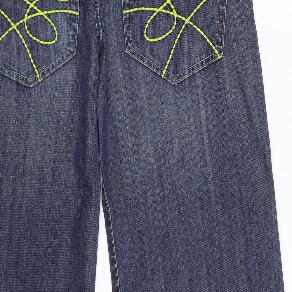 NEXT Womens Blue  Denim Wide-Leg Jeans Size 10 L27 in