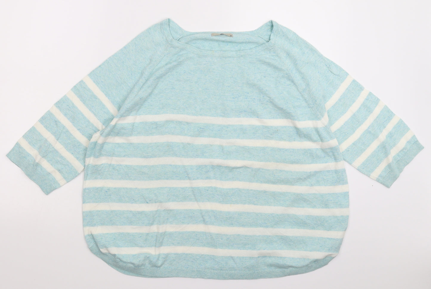 TU Womens Blue Striped Knit Pullover Jumper Size 22