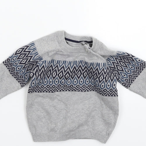 TU Baby Grey Geometric Knit Pullover Jumper Size 3-6 Months