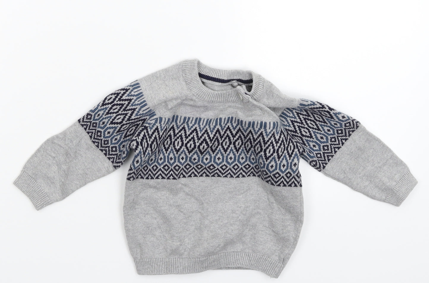 TU Baby Grey Geometric Knit Pullover Jumper Size 3-6 Months