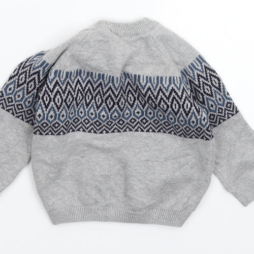 TU Baby Grey Geometric Knit Pullover Jumper Size 3-6 Months