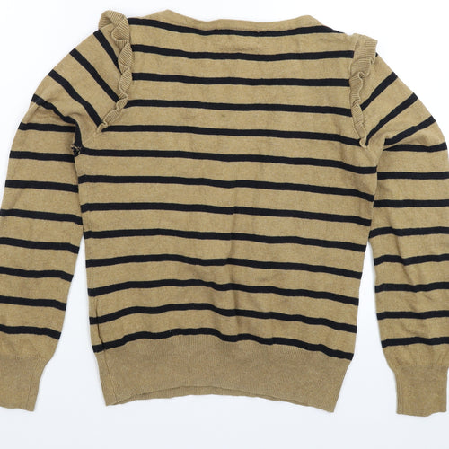 Vintage Couture Womens Beige Striped Knit Pullover Jumper Size 12