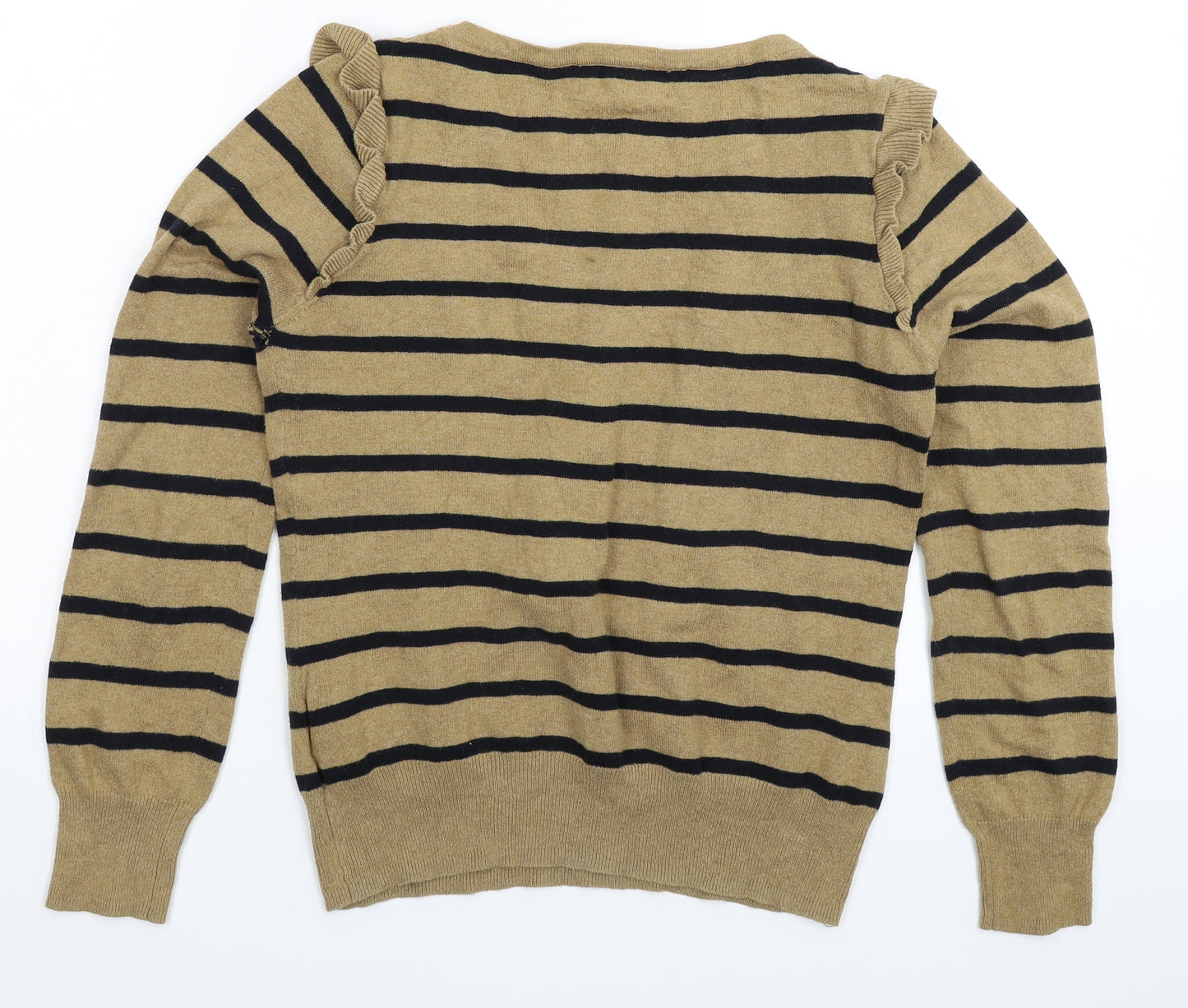 Vintage Couture Womens Beige Striped Knit Pullover Jumper Size 12