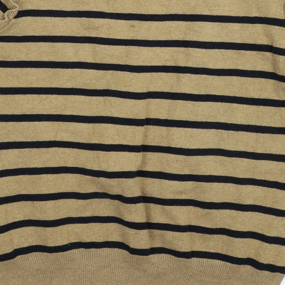 Vintage Couture Womens Beige Striped Knit Pullover Jumper Size 12