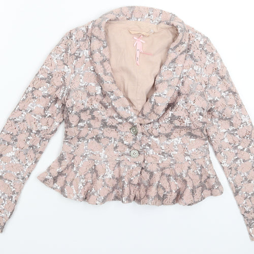 NEXT Girls Pink Floral  Jacket Blazer Size 9 Years
