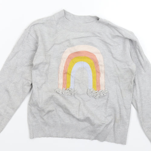 Preworn Girls Grey  Knit Pullover Jumper Size 6 Years
