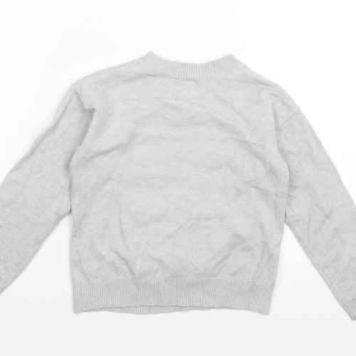 Preworn Girls Grey  Knit Pullover Jumper Size 6 Years