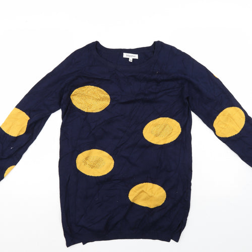 Bluoltre Womens Blue Polka Dot  Pullover Jumper Size M