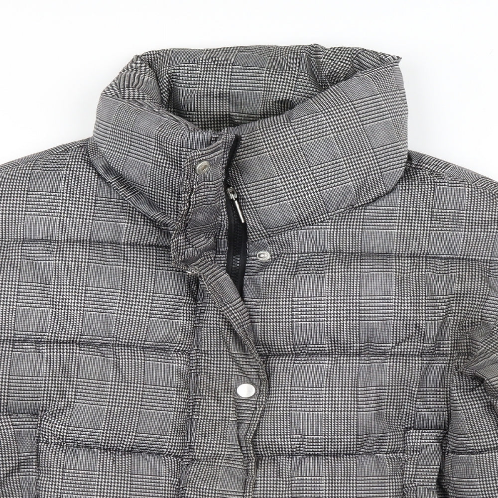 Primark Womens Grey Check  Puffer Jacket Coat Size 6