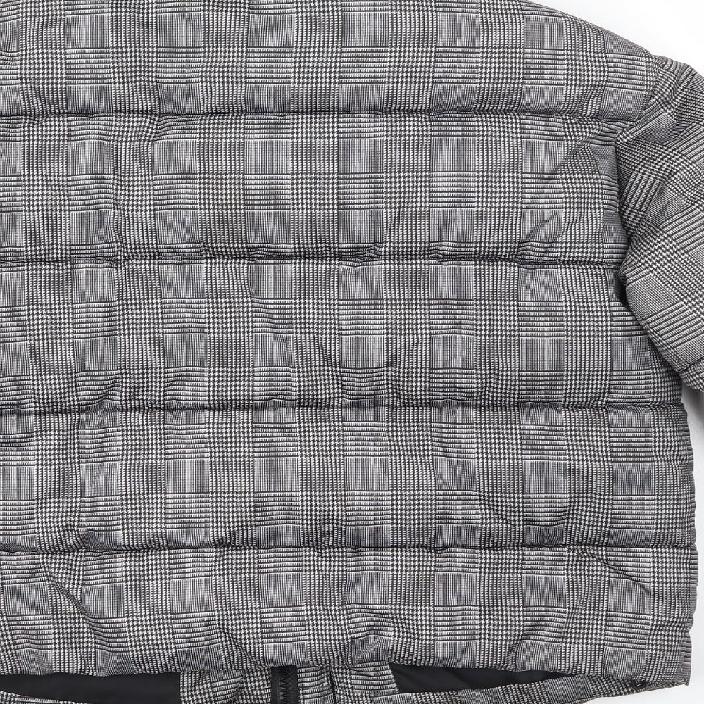 Primark Womens Grey Check  Puffer Jacket Coat Size 6