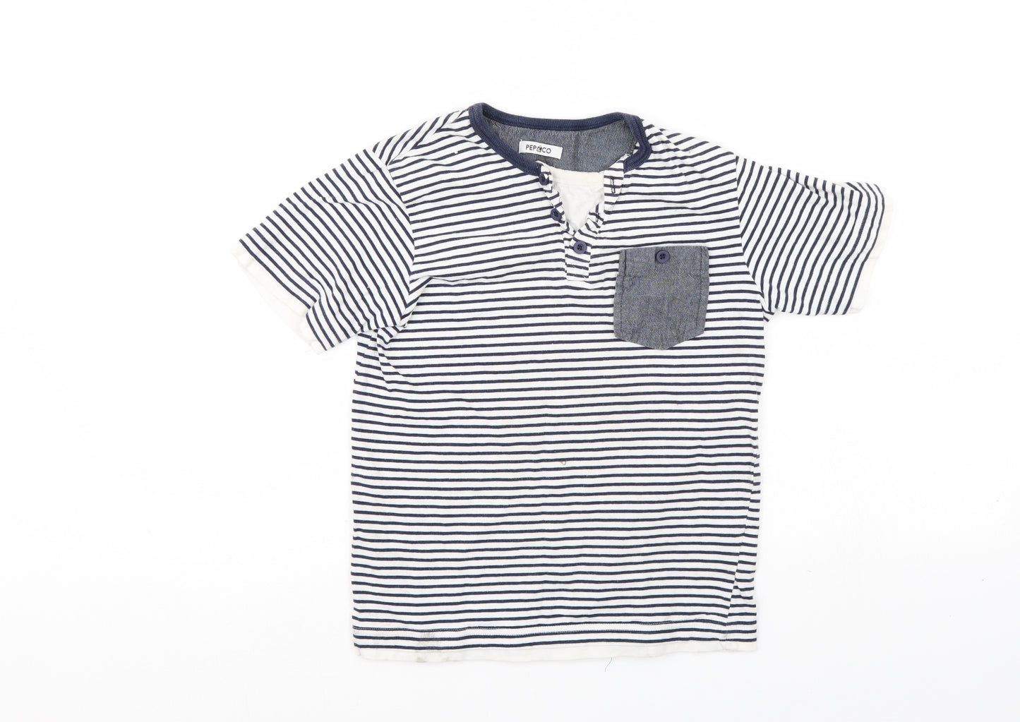 Pep & Co Boys Blue Striped  Basic Casual Size 9-10 Years