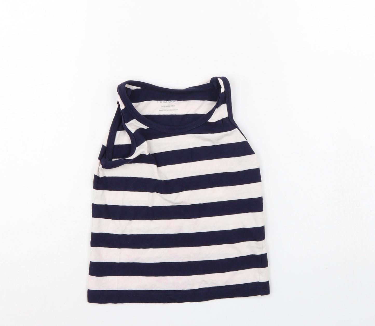 Primark Boys Blue Striped  Basic Tank Size 2-3 Years