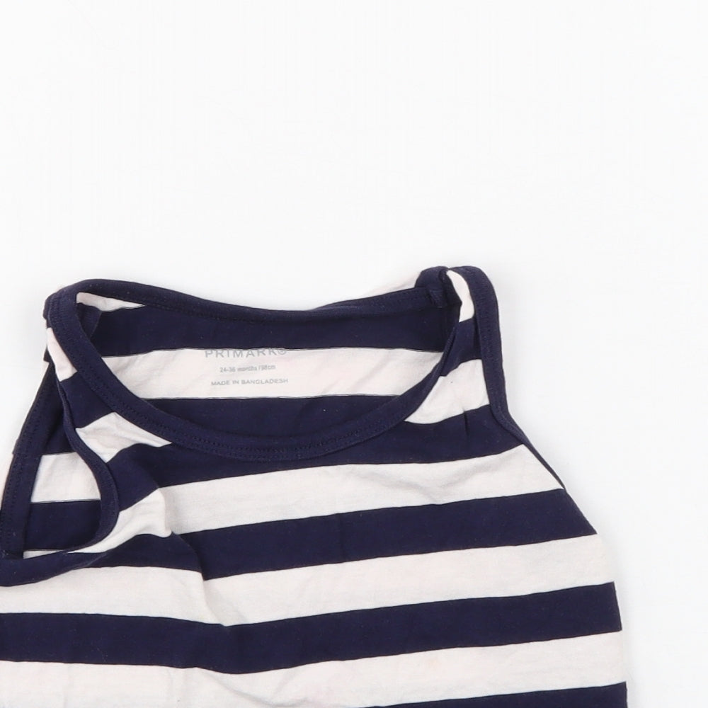 Primark Boys Blue Striped  Basic Tank Size 2-3 Years