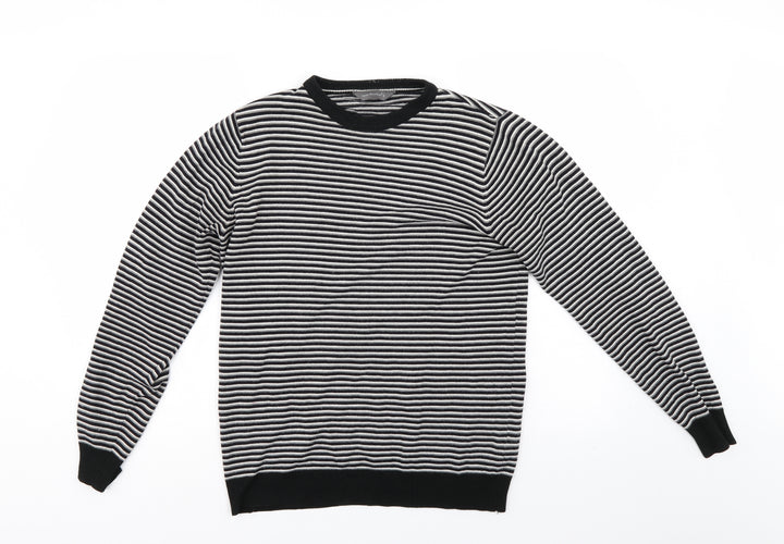 Cedar Wood State Womens Black Striped  Pullover Jumper Size S