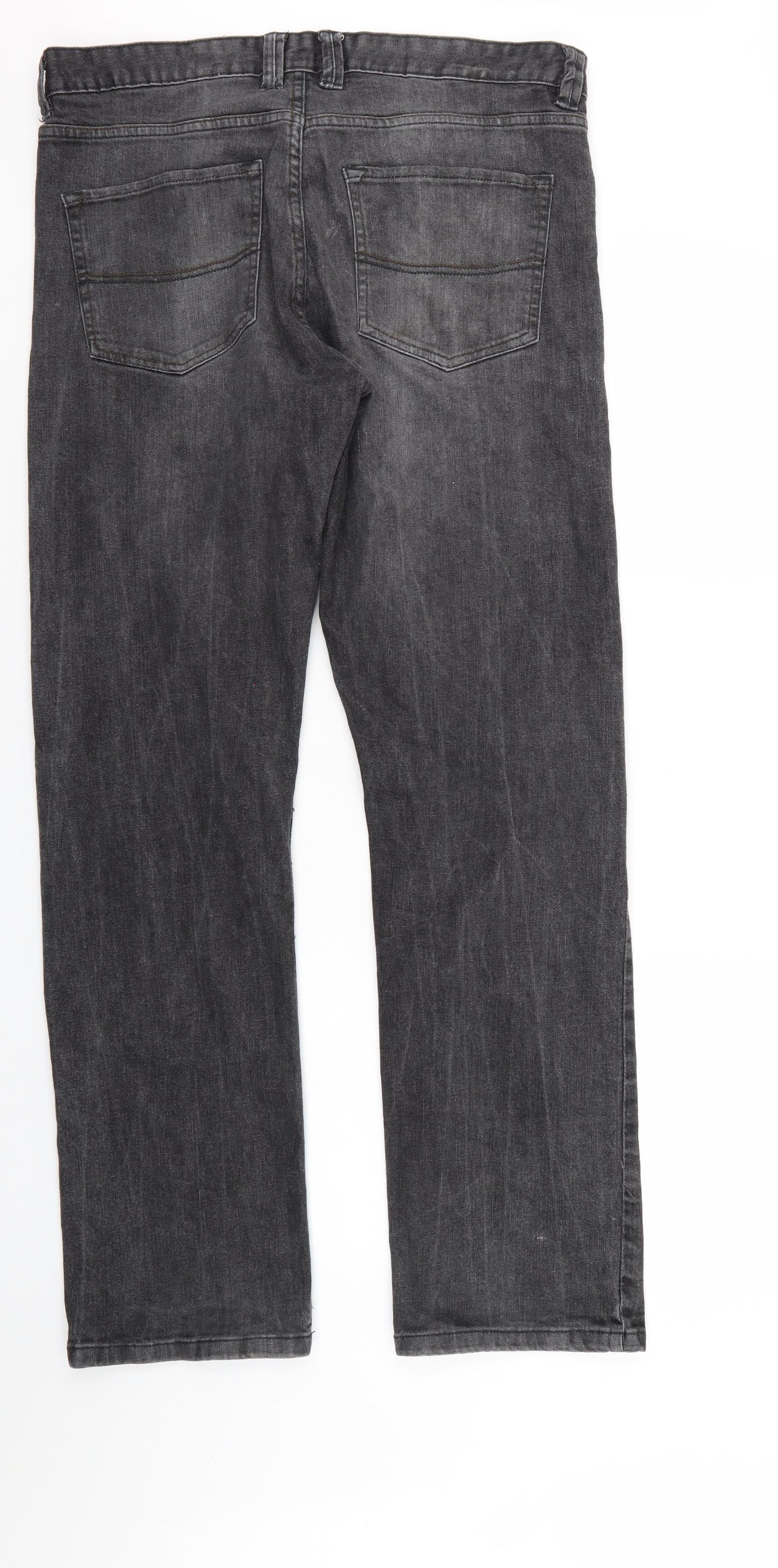 F&F Mens Grey  Denim Straight Jeans Size 36 L32 in