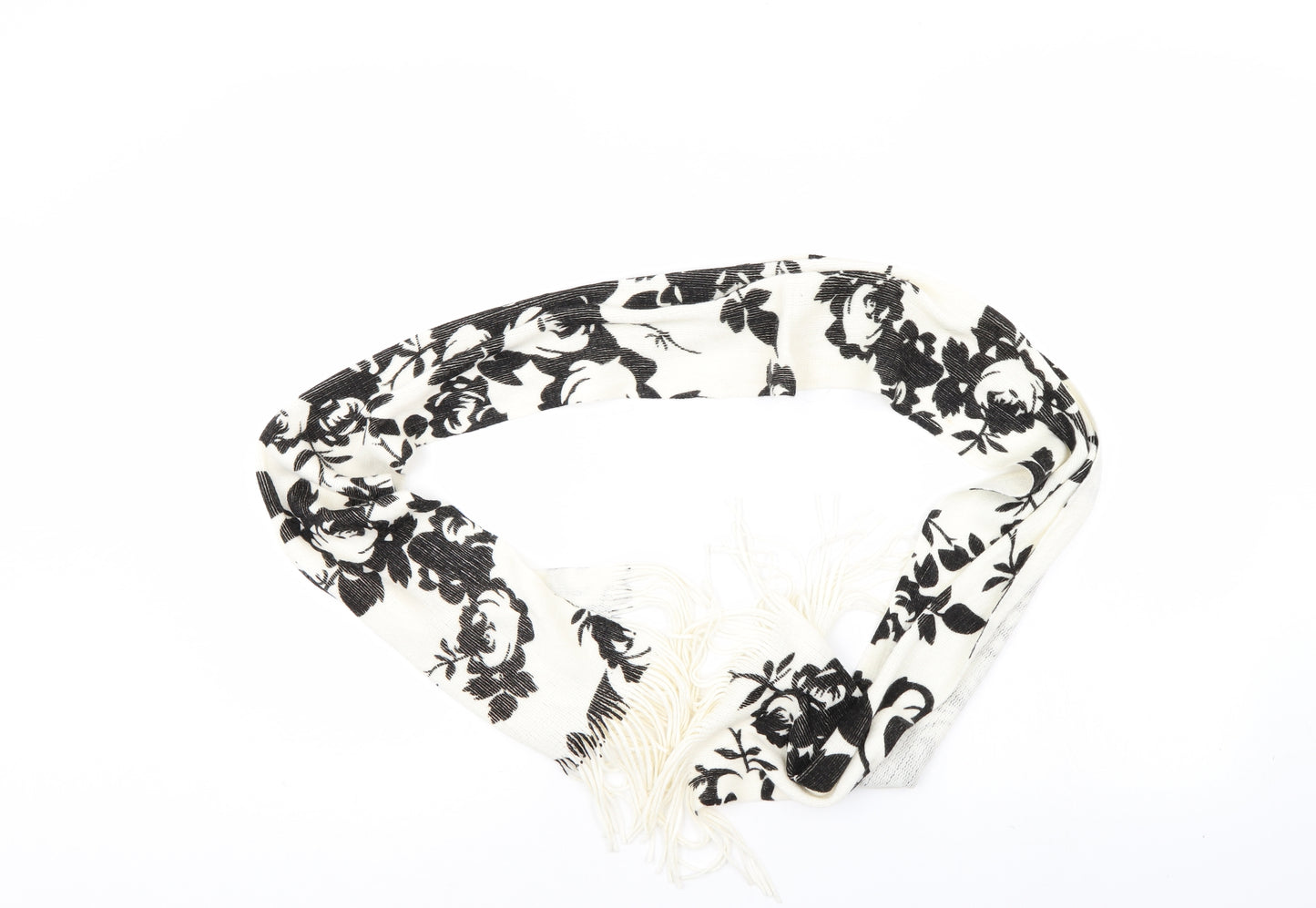 BM Womens White Floral   Scarf