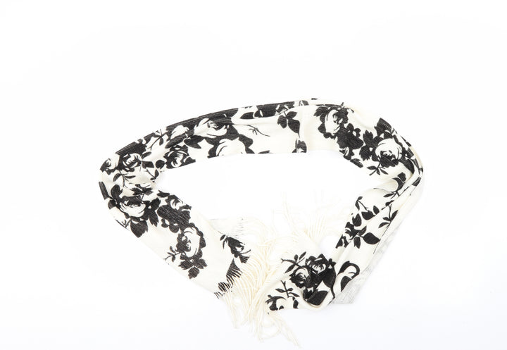 BM Womens White Floral   Scarf