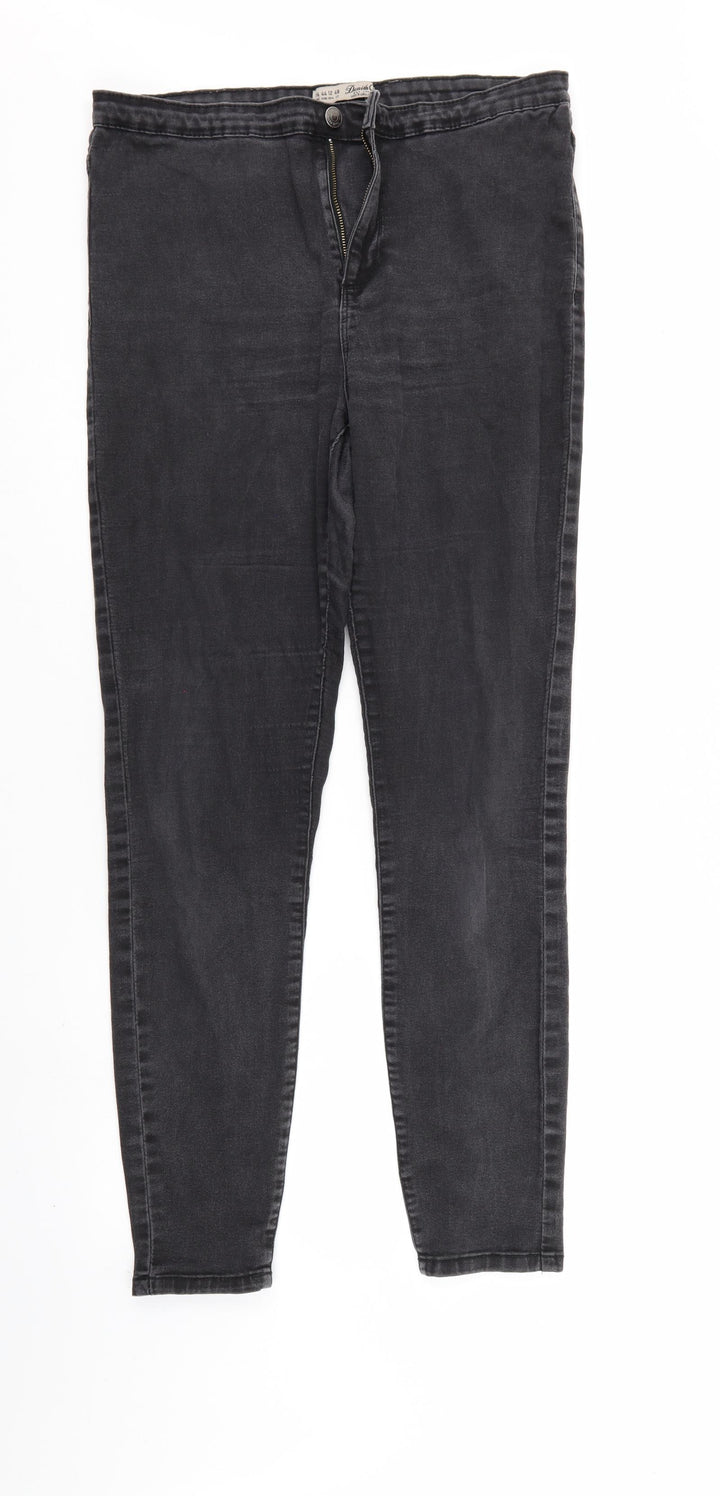Denim & Co. Womens Black Denim Tapered Jeans Size 16 L29 in