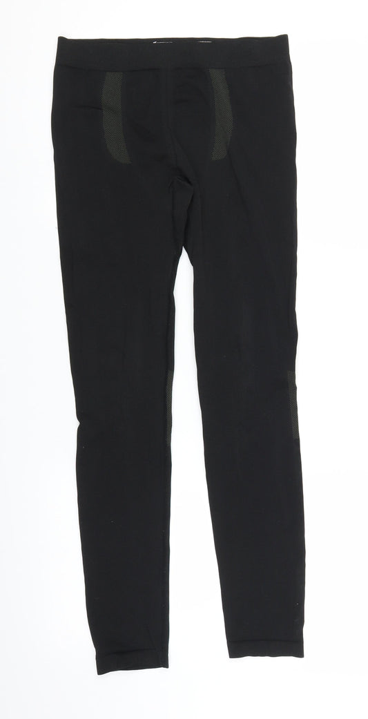 Front view of WorkOut women’s black capri trousers, size M, 26-inch leg