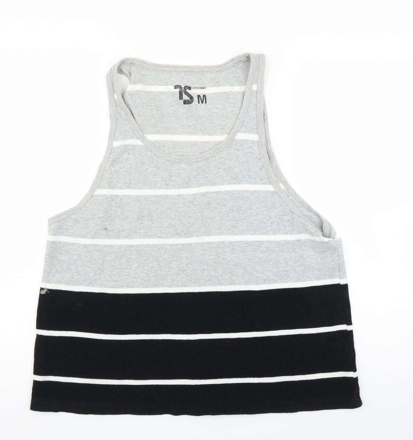 Twisted Soul Mens Grey Striped  Basic Tank Size M